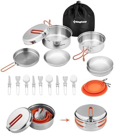KingCamp Camping vajilla de Cocina, Utensilios Exteriores, INOX, ...