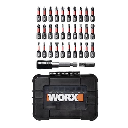 WORX WA1165 Original Impact Schrauber-Bit-Set 32-tlg., universelle Kompatibilität, langlebiger gehärteter Stahl, Schlagschrauber geeignet, inkl. Aufbewahrungsbox (vielseitig für Heimwerker & Profis)