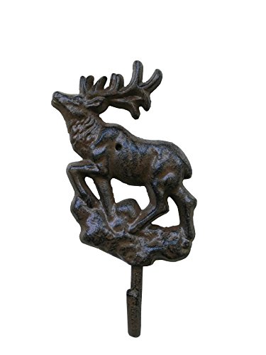 Comfy Hour Antique and Vintage Animal Collection Cast Iron ELK Single Key Coat Hook Wall Hanger Clothes Rail Set Heavy Duty Recycled Gift Idea
