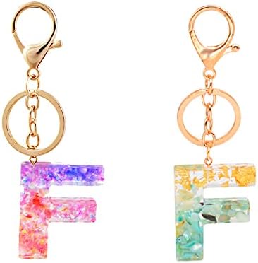 Lyxtiorn Letter Keychain,Resin Keychain,Pendant English Alphabet Design Flower Keychains,A-Z Keychain for Women Girl Birthday Gifts