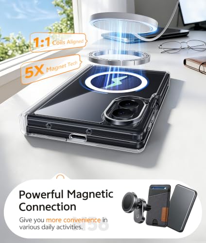 Image of FNTCASE for Samsung Galaxy Z Fold 8 Case: [Hinge Protection] Transparent Clear Cases [Compatible with Magsafe] [Screen Protector] Military Grade Shockproof Protective Phone Cover-Clear