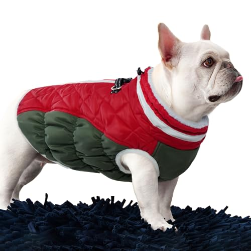 Image of FUAMEY Dog Winter Coat Fleece Warm Small Dog Coat with Harness Built in