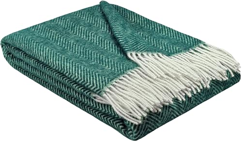 STTS International Schurwoll-Wohndecke Tirol 140x200cm (Grün/Smaragd) – Bild 5