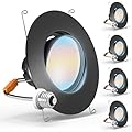 Sunco 6 Inch Gimbal LED Recessed Light, Black Adjustable Eyeball Lights, 800 LM, Selectable CCT 2700K/3000K/3500K/4000K/5000K, 12W (60W Equivalent), Dimmable UL 4 Pack