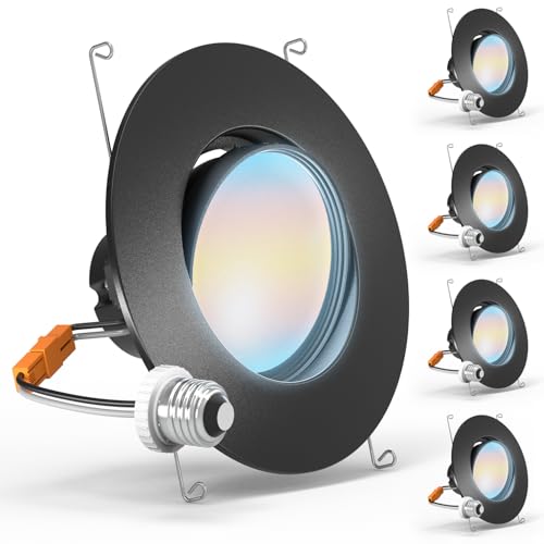 Sunco 4 Pack 6 Inch Gimbal LED Recessed Light Adjustable, 12W=60W 5CCT