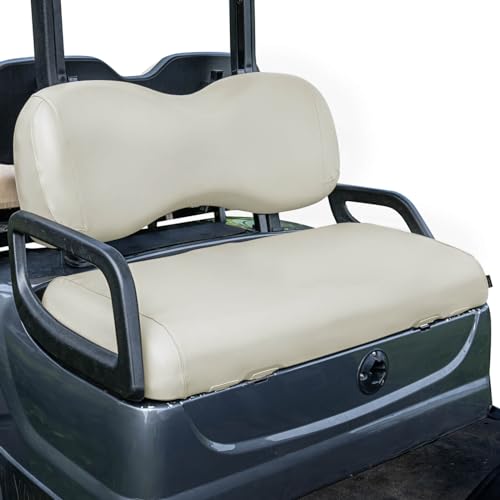 NOKINS Golf Cart Front Seat Covers,Waterproof Leather Seat Cover Fit for Yamaha Drive&Drive 2,No Stapler,Golf Cart Vinyl Replacement Seat Cover, Oyster Grey