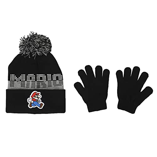 Super Mario Bros gorro y guantes infantiles multicolor para el colegio y parques de invierno