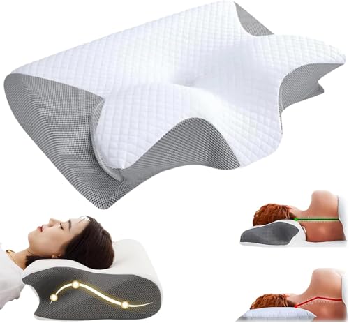 Cloudfaser Pro Pillow Memory Foam Cervical Pillow 2 in 1 Ergonomic Contour Orthopedic Pillow for Neck Pain Contoured Support Pillows for Side Back Stomach Sleepers