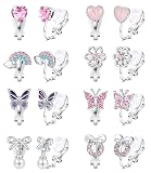 FIOROYAL 8 Paar Ohrringe Mädchen Hypoallergene Clip Ohrringe Kinder Ohne Ohrloch Niedlicher Schmetterling Regenbogen Blume Perle Stern Ohrclips Kinder Schmuckgeschenk für Mädchen P