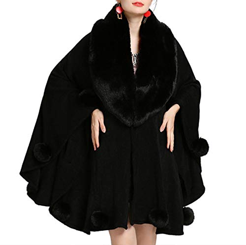 Abrigo para mujer, de piel sintética, estilo chal, para invierno, con parte delantera abierta, elegante, cárdigans
