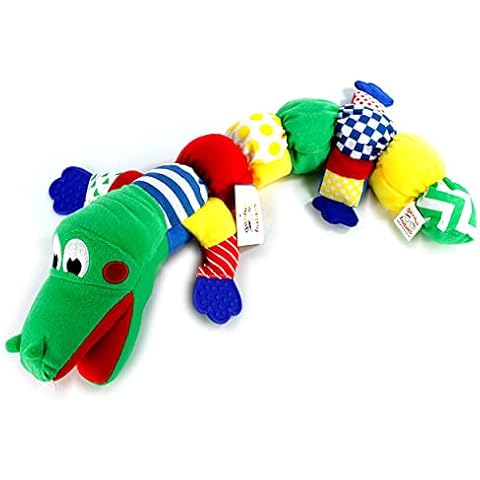 Deluxe Sensory or ASD Toy for Baby - Extra Large Alligator, Crocodile, Dragon Baby Teether for Teething - Multiple Textures and High Contrast Colors by Genius Baby Toys Cover