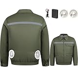 bolstoc Air Conditioned Jacket, Cooling Jackets, Kuchofuku - Kuchofuku Air-Conditioned Work Jacket for Working Cycling Outdoor (US, Alpha, X-Large, Regular, Regular, Army Green)