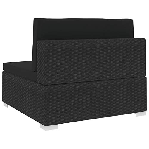 CHAHO Zestaw mebli ogrodowych do wypoczynku na taras, sofa narożna, meble tarasowe, zestaw mebli ogrodowych, zestaw wypoczynkowy, modułowa sofa środkowa 1 szt. + nakładki z polirattanu, czarny