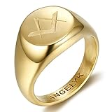 BOBIJOO Jewelry - Bague Franc Maçon Fleur Lys Croix Templier Malte Jerusalem Acier Or Doré Plaqué Discrète Chevalière - 63 (10 US), Acier 316L - Franc-Maçon