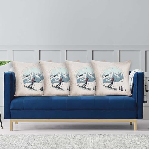 Housse de coussin ski imprimée carrée canapé salon