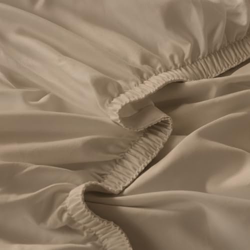 Linen Closet 3 Pc 100% Organic Cotton Twin Sheets Set, Tan, 300 Thread Count, Naturally Derived EarthColors, Deep Pocket Fitted Sheet (Up to 18"), Smooth & Soft Bed Sheets Set, Juego De Sábanas Twin by Linen Closet - Used condition - Image 6