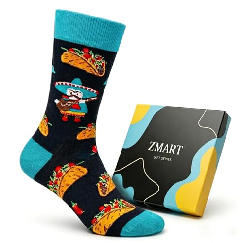 Zmart Funny Taco Socks for Men - Taco Gifts for Food Lovers, Mexican Burrito Cinco De Mayo Gifts