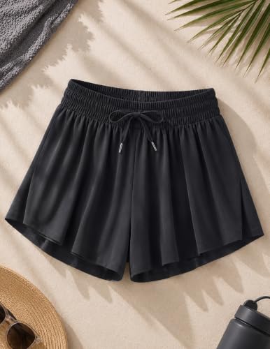 Image of 1 or 3 Pack Girls Flowy Shorts with Spandex Liner & Pocket, 2-in-1 Athletic Butterfly Shorts for Running Dance