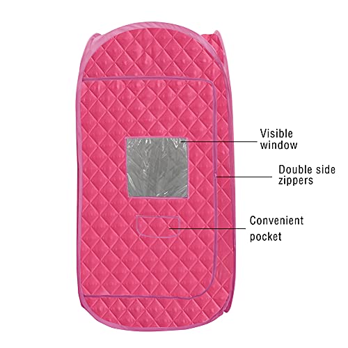 Smartmak Steam Sauna Tent, Large Size Upgraded Portable One Person Full Body New SPA Room, Steamer NOT Included, Tent Only (Dark Pink,33.5"*33.5"*63")