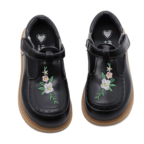 Image of Girls Mary Janes Shoes Toddler Dress Shoe School Uniform Oxford Flats | Elegance Comfort Cute Sweet Functional Sturdy Fit Widen Soft cushioned Non-slip Party Wedding Christmas Easter Gifts