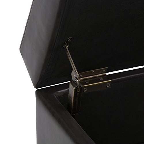 SIMPLIHOME Oregon Storage Ottoman Bench with Tray - 42 inch Wide Upholstered Vegan Leather Rectangle Ottoman Bench in Tanners Brown, Transitional Tufted Ottoman for Living Room with Lift-Up Lid - Thumbnail 7