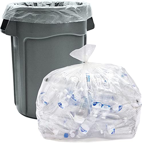 Wirestar Hub™ 50 Large Clear Recycling 100 Litre Bin Bags – Transparent 140 Gauge Medium Duty Bin Liners - 100% Recycled – Strong Refuse Sacks of Size (74 x 96 cm / 740 x 965 mm)