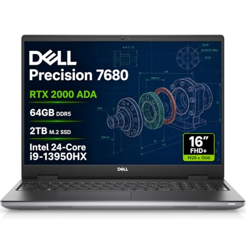 Image of Dell Precision 7680 Laptop, NVIDIA RTX 2000 Ada 8GB, i9-13950HX, 64GB DDR5 | 16 inch FHD+ Mobile Workstation, 2TB SSD, Intel 24-Core > Ultra 9 285H, Dell Pro Max, Engineer, Designer, Creator, Win 11 Pro