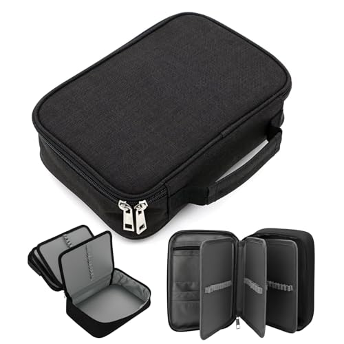 Estojo Escolar Box Grande, Organizador, com 4 Divisórias, 72 Elásticos, Feminino, Masculino, Zíper Resistente, com Alça, Qualidade Premium (Preto)
