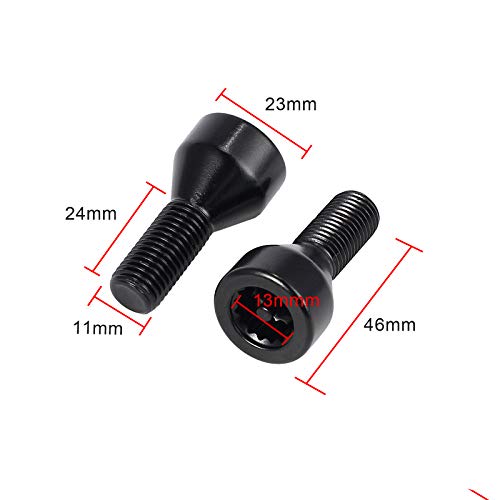 Bohaner Aluminium Auto Verriegelung Radbolzen Schlösser Muttern Werkzeugsatz M12 x 1,5 36136786419 für BMW 1/3/5/6 Serie M3 Schwarz