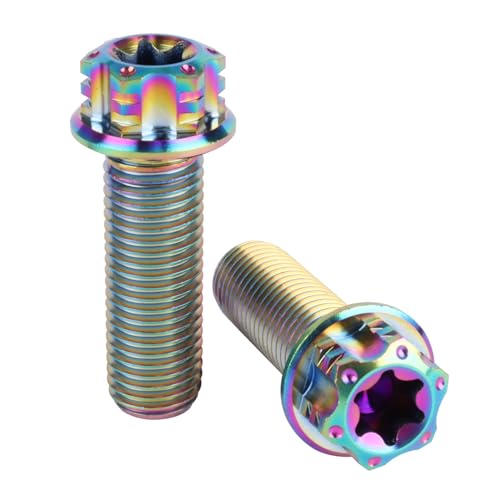 Image of 4Pcs Titanium Bolt Flange Torx Head M8 M10 x 20 25 30mm Screw Bolt for Motorcycle Car Modifications (Rainbow, M10x30mm Pitch 1.25)