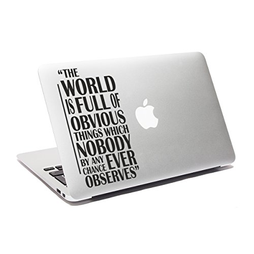Autocollant pour fenêtre de voiture avec citation de Sherlock Holmes Obvious Things 221b Baker Street Cover