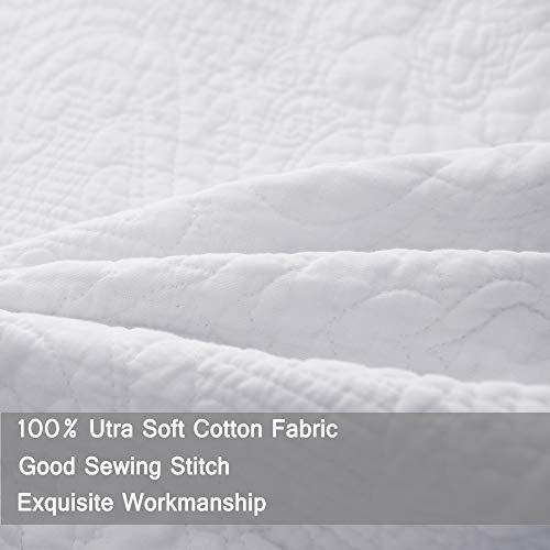 Hoplee Embroidered Standard Pillow Case White Pillow Shams Set Of 2 Standard Size Decorative Pillow Cases(White Cotton, 20"X26") #TOP5