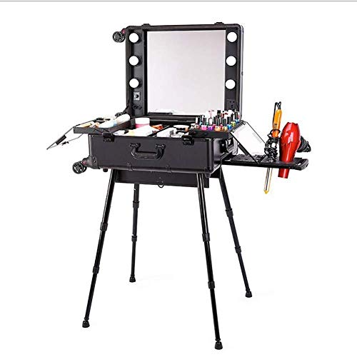 Preisvergleich Produktbild Schwarz Roll Makeup Koffer Grosse Kapazität Trolley-kosmetischer Kasten-Gepäck-Beutel Nails Make-up-Toolbox Cabinet Verwendet Einbaustecker Loch