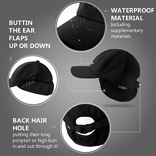 Womens Winter Baseball Cap With Earflaps Fleece Lined Warm Waterproof Hat Mens Outdoor Adventure Adjustable Cap #TOP3