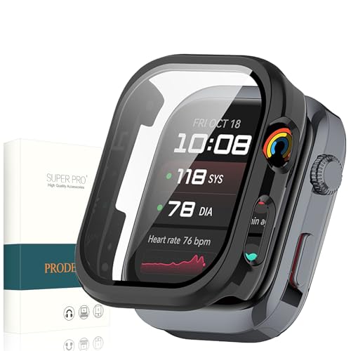 PRODELI For HUAWEI WATCH D2 ��p �P�[�X+�K���X�t�C���� PC+�K���X �����x �L�Y�h�~ ��̌^�J�o�[ ���t���ȒP �y�� huawei watch d2 �p �ی�J�o�[�i�u���b�N�j