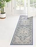 Unique Loom Whitney Collection Area Rug - Milano (2'x 8' Runner, French Blue/ Ivory)