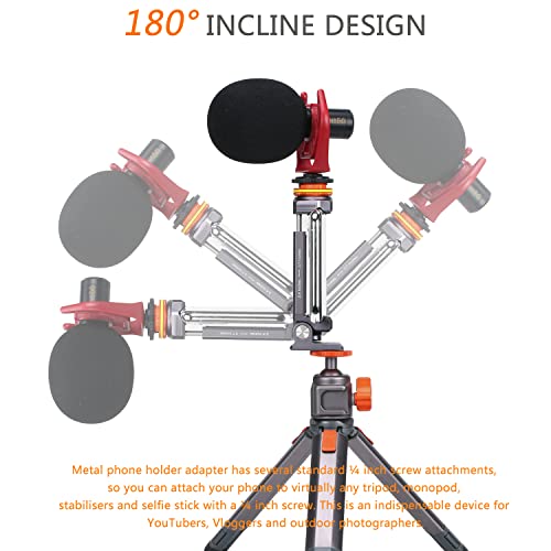 Metal Phone Tripod Mount With Rotatable Cold Shoe, Arca Port Smartphone Tripod Holder Compatible Iphone 13 12 11 Pro X/Xr/Xs Max,10 8 7 Plus,Cellphone Mount For Tripod #TOP2