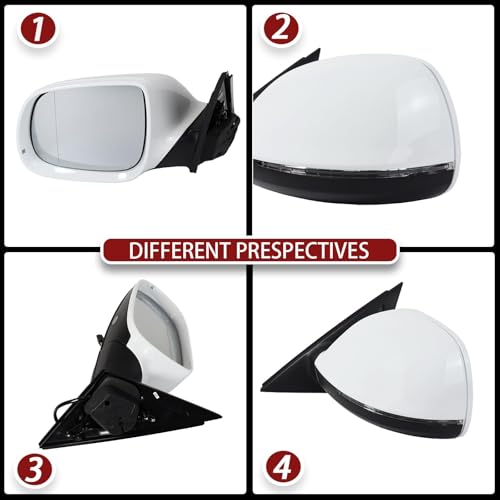 FENVY Complete Cars Wing Mirror Unit For Audi Q5 2016 2017 2018,Auto Complete Outside Door Rearview Mirror Assembly Accessories,A-Black-Right-9 Wire