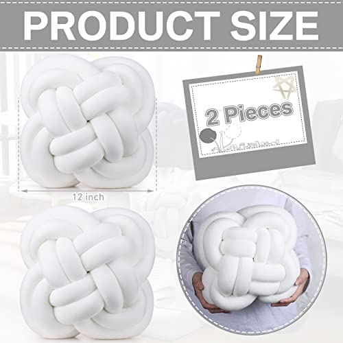 Unittype 2 Pcs 12 Inch Flower Knot Pillow Ball Creative Knotted Throw Pillows Decorative Sofa Lumbar Pillow Floor Pillow Cushion For Home Sofa Car Office Decor Household Christmas Decoration (White) #TOP1