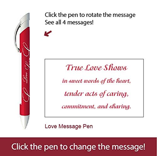 Greeting Pen Love Pens- Red True Love/Red Hearts/Kiss Rotating Message Trio 6 Pen Set 36569 #TOP6