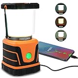 Flintronic LED Campinglampe, 2200 Lumen, 4 LeuchtmodiI Dimmbar Suchscheinwerfer, Batteriebetriebene Notlampe, für Camping, Notfälle Wandern, Stromausfälle(Orange)