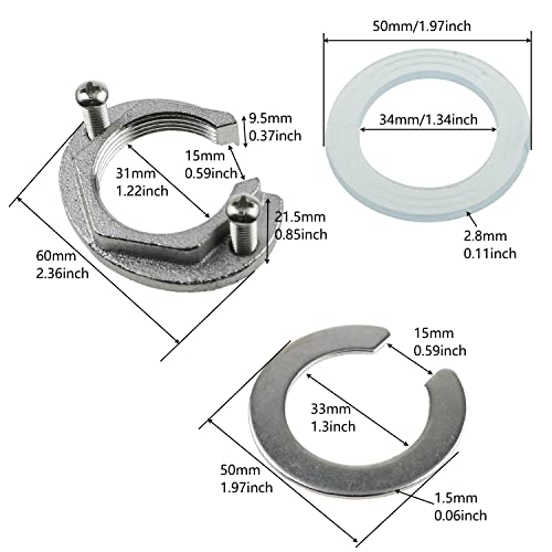 LUORNG 31mm Stainless Steel C Type Kitchen Faucet Antiloosing Nut Cap Fastening Circlip Washer Accessory Tool Set Faucet Accessories Wash Basin Tap Fixing Fitting Kit