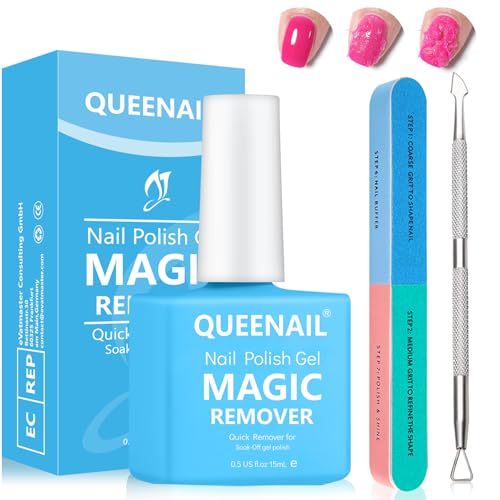 15ML Nail Polish Remover, Not Hurt Nails Gel Polish Remover with Nail File and Nail Polish Scraper, Professional Soak-Off Gel, Easily & Quickly Remove Nail Polish in 3-5 Minutes…