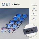 OPULIZE Met, filtr niebieskiego światła, smukła, okrągła oprawka, zawiasy sprężynowe, poprawiające sen, okulary komputerowe, gamingowe, antyrefleksyjne, czarne, dla mężczyzn i kobiet, B60-1 +0,00