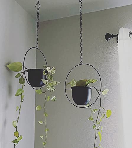 Shineloha Boho Metal Hanging Planters With 6" Pot (Detachable) + Hook + Chain | Hanging Planters Indoor, Modern Wall & Ceiling Planters, Mid Century Planter For Indoor & Outdoor, No Plant Incld #TOP5