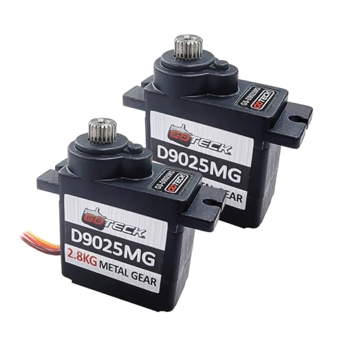 GOTECK 2PCS D9025MG 9g Mini Servo, Micro Full Metal Gear Digital Servo,with Metal Horn for RC Car Model Boat Fixed-Wing Helicopter Airplane Robot Toy