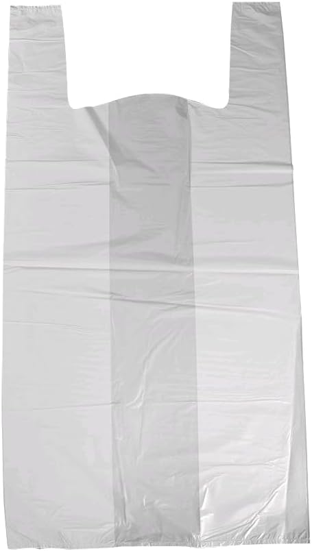 300 Bags/Box, Extra-Large, 20" W x 10" D x 36" H (Width x Side Gusset x Height - Includes Handle Height) White, Plastic Shopping Bags, Plain, No-Print, 20 Micron, HDPE,