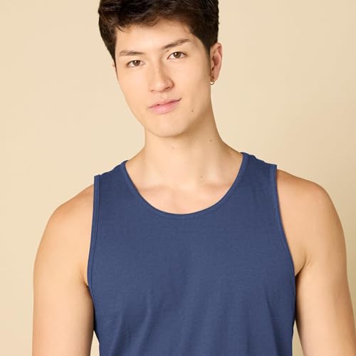 Image of Amazon Essentials Men's Regular-Fit Sleeveless Tank Tops, Blue Heather, X-Large (Pack of 2)