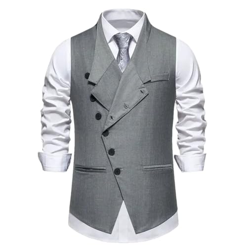 Men’S Formal Waistcoat With Oblique Buttons Single Breasted Slim Fit Sleeveless Vest For Wedding Party