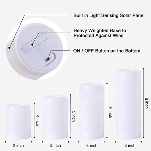 Nomfix Solar Lights Outdoor Waterproof, 3”X4”/5”/6”/8” Flameless Flickering Candles, Dusk To Dawn Timer, Solar Pathway Lights For Patio Decor- 4 Pack #TOP3